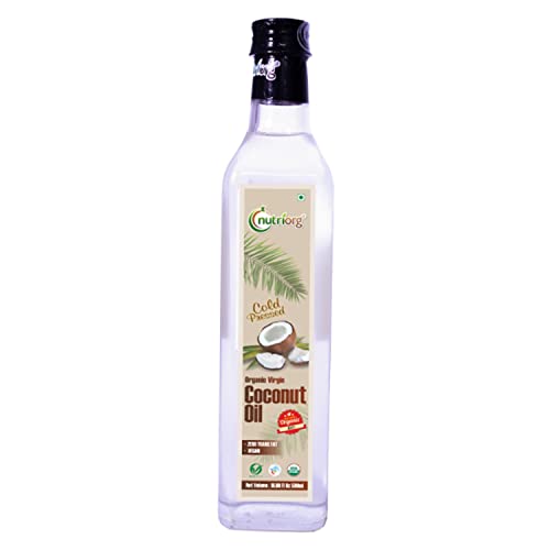 Nutriorg Cold Pressed Organic Virgin Coconut Oil 500ml | with Rich Tropical | Coconut Aroma