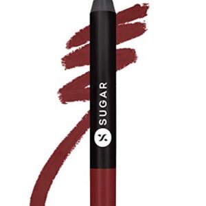 SUGAR Cosmetics Matte As Hell Crayon Lipstick - 15 Stephanie Plum (Plum Mauve) with Sharpener Highly Pigmented