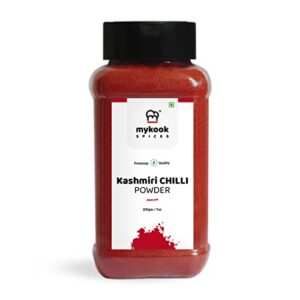 Mykook Spices Kashmiri Chilli Powder Lal Mirch Natural Fresh kashmiri red chilli powder Pure Mild Flavor ground Chilly For Cooking (200 Gm)