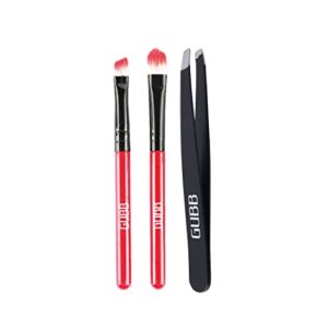 GUBB Dreamy Eye Makeup Brushes Kit - Professional Slant Tip Tweezer With 2 Eyeshadow Blending Brushes Set