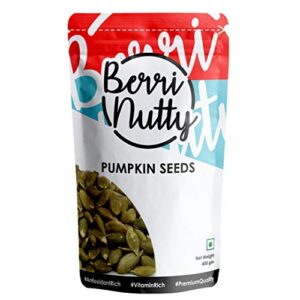 BerriNutty Raw Pumpkin Seeds 400 gm Vacuum Packed for freshness| Great Source of Fiber | Omega 3 & Omega 6?