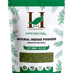 H&C Herbal Ingredients Expert Natural Indigo (Indigofera Tinctoria) Powder for hair black (227g / 0.5 LB / 08 oz )