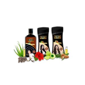 Tru Hair Cold-pressed Castor Hair Oil (100 ML) + Biotin Shampoo & Conditioner | For Hair Fall