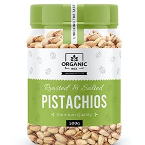 Organic Box Californian Roasted & Salted Pistachios - Pista Dry Fruits (Jar) Namkeen Pistha California With Shell