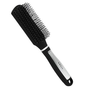 Vega Flat Brush with Black and Silver/Gold Colored Handle and Black Colored Brush Head