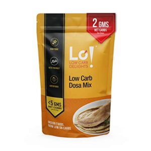 Lo! Low Carb Delights - Keto Dosa Mix 350 g | 2g Net Carb Per Dosa | Instant Dosa Mix | Lab Tested Keto Food Products for Keto Diet | Diet Food for Healthy Eating
