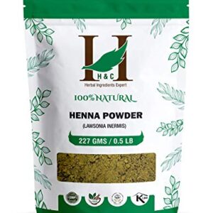 H&C Herbal Ingredients Expert Natural & Pure Herbal Henna Powder/Lawsonia Inermis (Organically Grown) 227 g For Hair Care | Hair Color | No Ppd No Chemicals