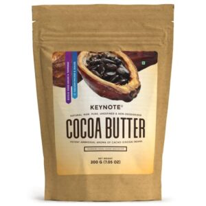 Keynote Pure Raw Cocoa Butter / Food-Grade Non-Deodorized Natural Tempered Cacao Butter / Vacuum Pack of 200 g
