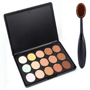 Spanking Beauty 15 Colors Contour Face Cream Makeup Concealer Palette + Oval Make up Brush