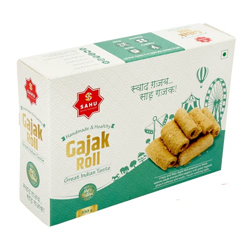 SAHU GAJAK BHANDAR Homemade Crispy Gazak Roll 350g | Gajjak | Sesame Chikki | Tilkut Sweets | Ghachak | Gazzak | Kutema | Healthy Snack Gift Boxes