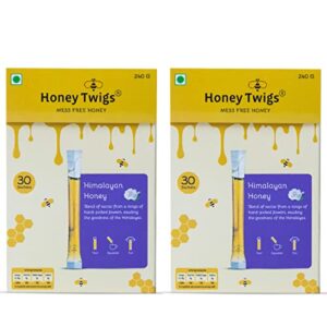Honey Twigs 100% Natural & Pure Himalayan Honey Sachets | 240gms Pack of 2 (2 x 30 Twigs/Sachets in Each Pack) 100% Traceable Source & Zero Additives - Immunity Booster for a Healthy Lifestyle