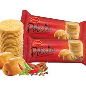 PRAN POTATA Spicy Flavoured Biscuits 8 Packs of 100 Grams Each
