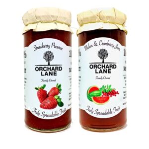 Orchard Lane Berry Blast Combo - Low Sugar Strawberry Jam and Melon Cranberry Jam- No Preservatives