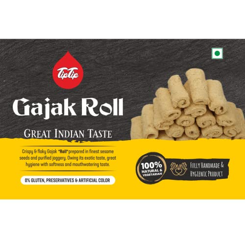 TIP TIP Handmade Crispy Gajak Sweet Roll 600g | Gud Gazzak | Tilkut | Gajjak | Sesame Chikki | Gachak | Gur Snacks Bar