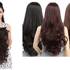 Artifice Super Volume 150g 26" 5 Clip Based Curly/Wavy Synthetic Fibre Hair Extension (Dark Brown)