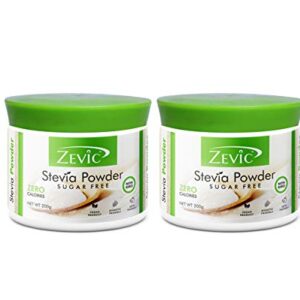 Zevic Natural Stevia Sweetener Powder | Zero Calorie Stevia Powder | Healthy Substitute for Sugar | 200gm - Pack of 2
