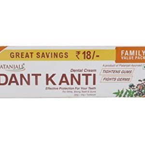 Patanjali Dant Kanti Toothpaste Value Pack (200g x 1N and 100g x 1N : 300 g) and Toothbrush for Cavity Protection