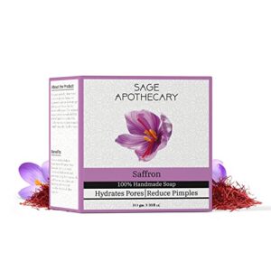 Sage Apothecary 100% Natural Luxury Handmade Saffron Bath Soap | Moisturizing & Brightening Skin | Face & Body | Made with Organic Ingredients | Free from Paraben
