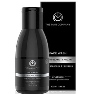 The Man Company Activated Charcoal Face Wash for Men | Ylang Ylang & Argan Essential Oils | Anti Pollution