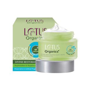 Lotus Organics+ Divine Restorative Night Cream | Macadamia Nut Oil | Barrier Repairing Moisturiser | 100% Organic | 50g