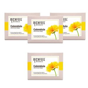 Richfeel Anti Acne Calendula Soap | Power of Soothing Calendula Extracts | For Skin prone to Acne & Blemishes | Physician Formulated | Helps Calm & Replenish Skin | 75gm