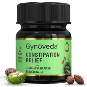 Gynoveda Constipation Fast Relief Medicine| Ayurvedic Colon Cleanser For Gut health | Natural Laxative Haritaki Castor Oil Improves Digestion | Goodbye Isabgol