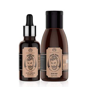 The Man Company Oil for Beard Moustache and Mooch - 30 ml (Argan and Geranium) with Beard Wash - 100 ml