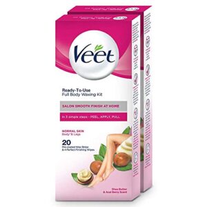 Veet Women Full Body Waxing Kit for Normal Skin - 20 Strips (Pack of 2)