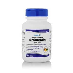 Healthvit High Potency Bromelain 3000 GDU/Gram Natural Supplement