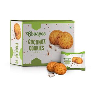 Chaayos Chai Time Snacks - Premium Coconut Cookies | Crunchy Snack | 450g (18 Packs)