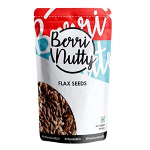 BerriNutty Raw Large Flax Seeds 400 gm Vacuum Packed for Freshness | Rich source of Lignans