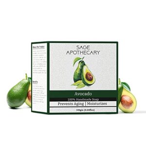 Sage Apothecary Natural Handmade Avocado Bath Soap for Skin Brightening and its Prevent Acne Problem- 100 GM (PACK OF 1)
