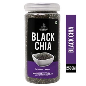 Naturevibe Botanicals Organic Black Chia Seeds - 300gm | Weight Loss