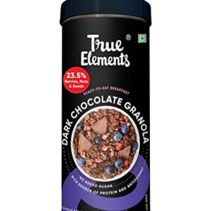True Elements Crunchy Dark Chocolate Granola 450g - Granola for Breakfast | Diet Snacks | Cereal for Breakfast