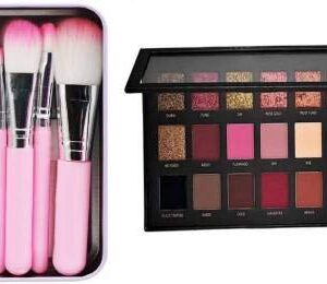 INENCE Combo Of Rose Gold Remastered 18 Multicolor Eyeshadow Palette Combo with Face Makeup Brush (2 Items in the set)