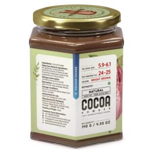 Keynote Cocoa Powder / Raw Vegan Flavonoid Rich Non-Alkalized Non-Dutched Natural Unsweetened Cocoa / Fruity Nutty Oaky Smoky Cacao Powder / Vacuum Packed (140 grams)