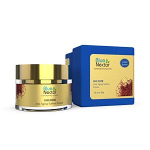 Blue Nectar Ayurvedic Anti Aging Face Cream for Men with Sandalwood and Saffron | Natural Mens Face Moisturizer to Reduce Wrinkles Dark Spots for Oily