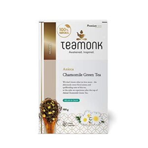 Teamonk Anicca High Mountain Chamomile Green Tea Leaves (50 Cups) - 100 g. Sleep Tea helps Relax and Reduce Insomnia. High Antioxidants