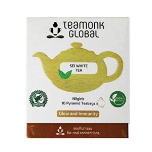 Teamonk Sei High Mountain White Tea Bags - 10 Tea Bags | 100% Natural Tea | Powerful Antioxidant Tea | Tea for Glowing Skin | Immunity Boosting Tea | No Additives