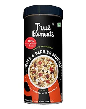 True Elements Crunchy Nuts & Berries Muesli 400g - Cereal for Breakfast | Muesli Nuts Delight | Diet Food | Protein Muesli