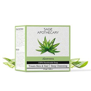Sage Apothecary Premium Handmade Aloe Vera BathIing Soap for Skin Whitening of Face & Body and Healthy hair- 100 GM (PACK OF 1)