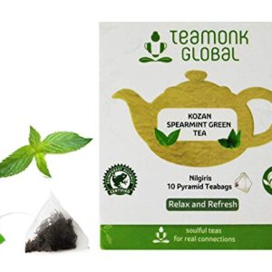 Teamonk Kozan High Mountain Spearmint Green Tea Bags - 10 Tea Bags | 100% Natural Spearmint Tea | Spearmint Tea for Relaxation | Refreshing Tea | No Additives