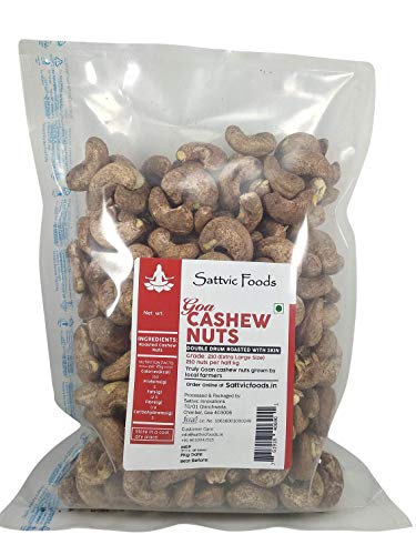 Sattvic Foods Truly Goan Cashewnuts W210 500 g (Double Drum Roasted with Skin