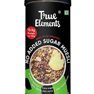 True Elements Muesli Sugar Free 400g - With Real Fruits | Protein Muesli | Cereal for Breakfast | Diet Food for Weight Loss