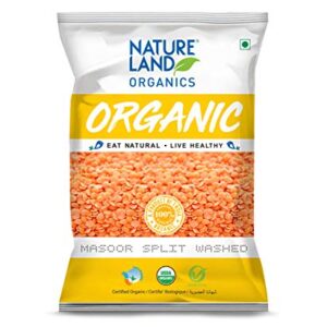 Natureland Organics Masoor Dal / Split Washed 500 Gm - Organic Healthy Pulses