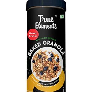 True Elements Crunchy Baked Granola 450g - With Almonds & Cranberries | Diet Snacks | Granola for Breakfast | Healthy Cereal