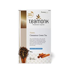 Teamonk Taizen High Mountain Cinnamon Green Tea Leaves (50 Cups) - 100 g. Slimming Tea for Weight Loss. Acts as Immunity Booster. Aids in Clear Skin