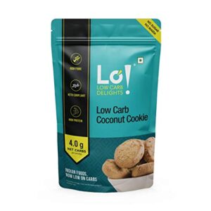 Lo! Low Carb Delights - Keto Coconut Cookies 200g | Only 0.5 g Net Carb Per Cookie | Sugar Free Biscuit | Lab Tested Keto Cookies | Low Carb Keto Snacks | Diet snacks for Healthy Eating | Zero Added Sugar
