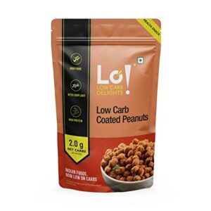 Lo! Low Carb Delights - Keto Coated Peanuts (200g) | Only 2 GMS Net Carbs | Keto Snacks tested for Keto Diet | Low Carb Snack | Zero Added Sugar Namkeen