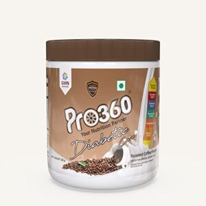 Pro360 Diabetic Care Protein Powder for the Dietary Management of People With Diabetes - Helps in Managing Blood Glucose - 250GM pack - No Added Sugar (Roasted Coffee)